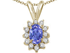 Tommaso Design™ Oval 7x5mm Genuine Tanzanite Pendant Necklace
