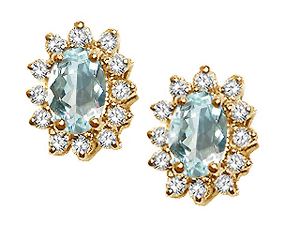 Tommaso Design™ Oval 7x5mm Genuine Aquamarine Earrings