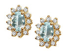 Tommaso Design™ Oval 7x5mm Genuine Aquamarine Earrings