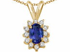 Tommaso Design™ Oval 7x5mm Genuine Iolite Pendant Necklace