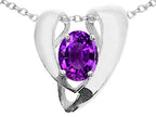 Tommaso Design™ Oval 9x7mm Genuine Amethyst Pendant Necklace Enhancer