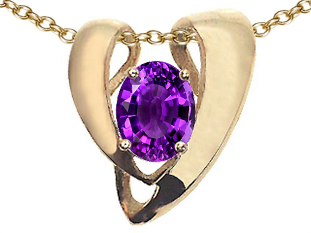 Tommaso Design™ Oval 9x7mm Genuine Amethyst Pendant Necklace Enhancer