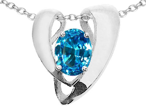 Tommaso Design™ Oval 9x7mm Genuine Blue Topaz Pendant Necklace Enhancer