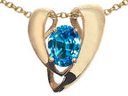 Tommaso Design™ Oval 9x7mm Genuine Blue Topaz Pendant Necklace Enhancer