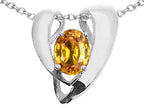Tommaso Design™ Oval 9x7mm Genuine Citrine Pendant Necklace Enhancer