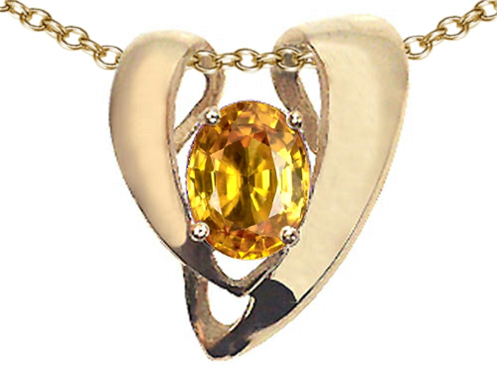 Tommaso Design™ Oval 9x7mm Genuine Citrine Pendant Necklace Enhancer