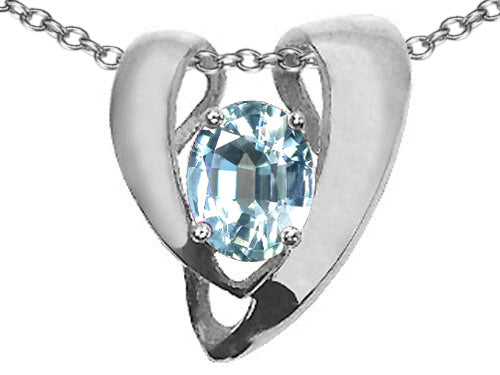 Tommaso Design™ Oval 9x7mm Genuine Aquamarine Pendant Necklace Enhancer