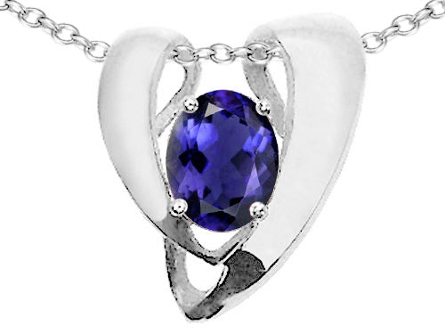 Tommaso Design™ Oval 9x7mm Genuine Iolite Pendant Necklace Enhancer