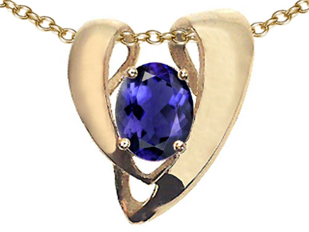 Tommaso Design™ Oval 9x7mm Genuine Iolite Pendant Necklace Enhancer