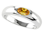 Tommaso Design™ Oval 6x4mm Genuine Citrine Birthstone Wedding Band