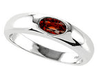 Tommaso Design™ Oval 6x4mm Genuine Garnet Birthstone Wedding Band