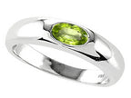Tommaso Design™ Oval 6x4mm Genuine Peridot Birthstone Wedding Band