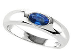 Tommaso Design™ Oval 6x4mm Genuine Sapphire Birthstone Wedding Band