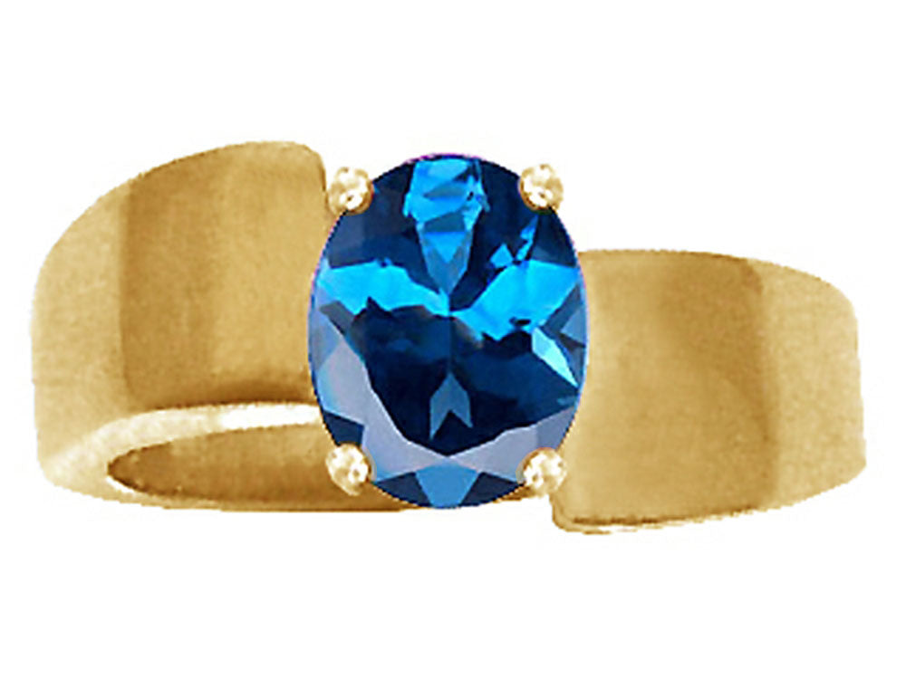 Tommaso Design™ Oval 9x7mm Genuine Blue Topaz Ring