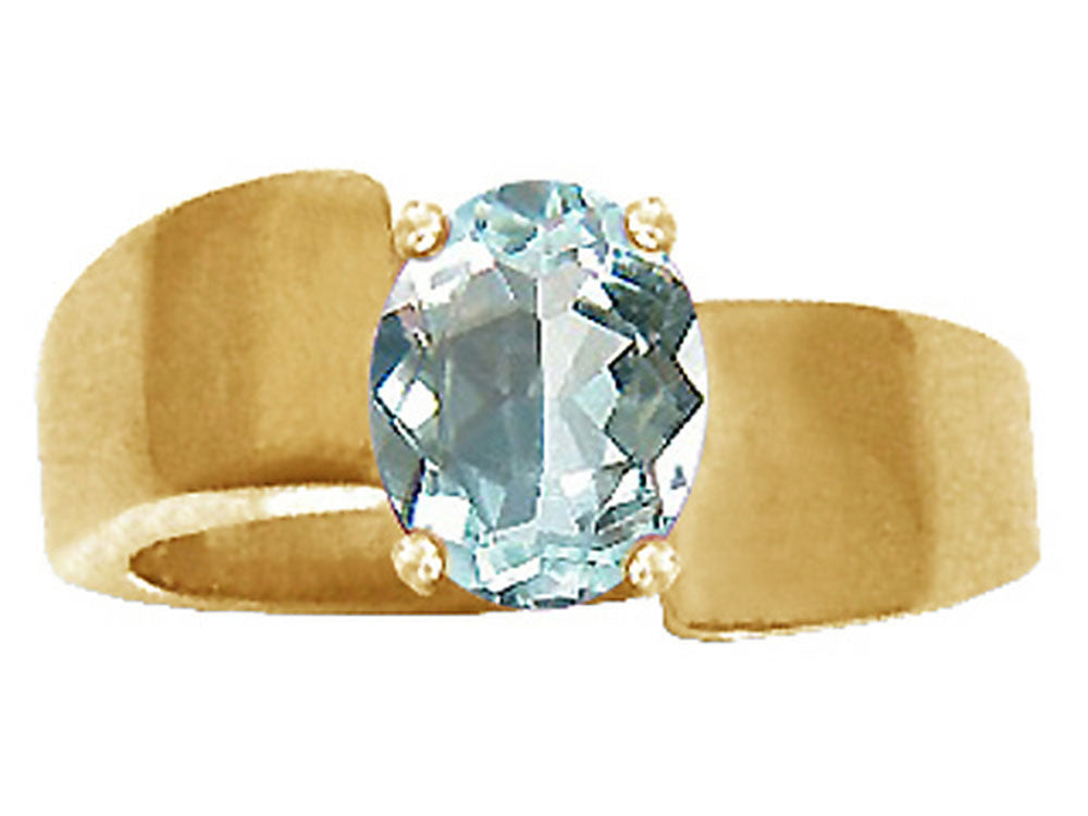 Tommaso Design™ Oval 9x7mm Genuine Aquamarine Ring
