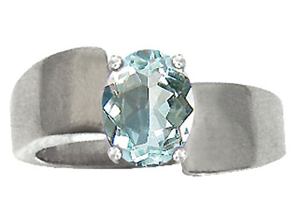 Tommaso Design™ Oval 9x7mm Genuine Aquamarine Ring