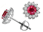 Tommaso Design™ Genuine Ruby and Diamond Screw Back Earrings Studs