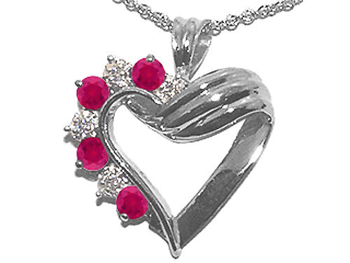 Tommaso Design™ Ruby Heart Shaped Pendant Necklace
