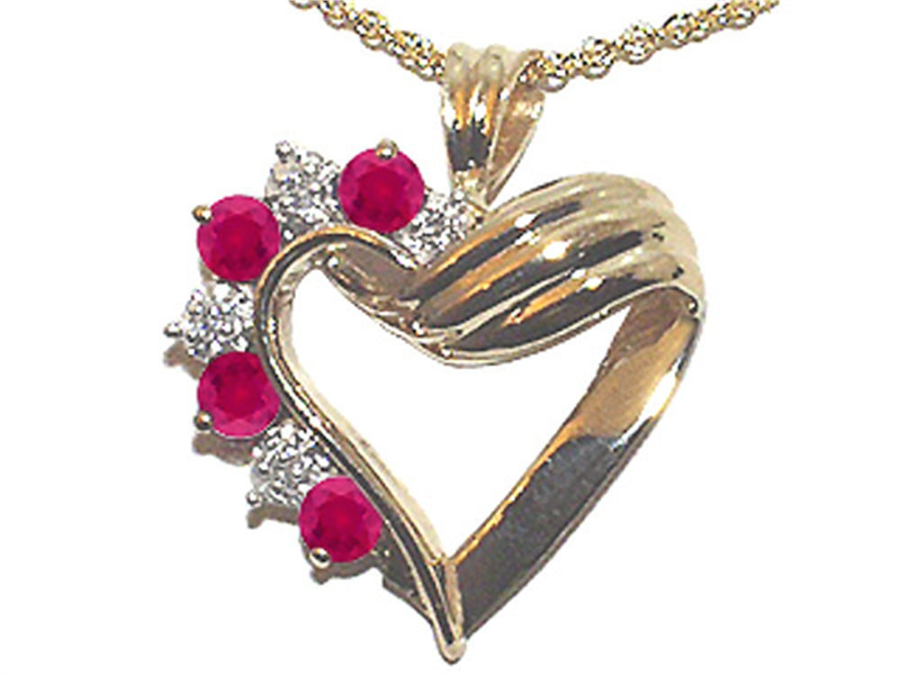 Tommaso Design™ Ruby Heart Shaped Pendant Necklace