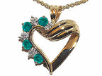 Tommaso Design™ Round 3mm Genuine Emerald Heart Shaped Pendant Necklace