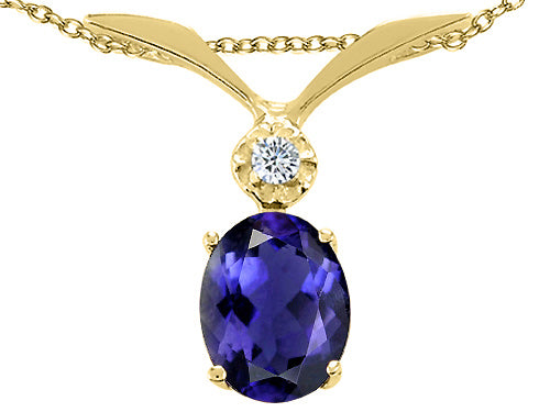 Tommaso Design™ Oval 7x5mm Genuine Iolite Pendant Necklace