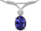 Tommaso Design™ Oval 7x5mm Genuine Iolite Pendant Necklace