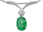 Tommaso Design™ Oval 7x5mm Genuine Emerald Pendant Necklace