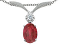 Tommaso Design™ Oval 7x5mm Genuine Ruby and Diamond Pendant Necklace