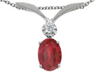 Tommaso Design™ Oval 7x5mm Genuine Ruby and Diamond Pendant Necklace