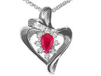 Tommaso Design™ Ruby and Diamond Heart Shaped Pendant Necklace