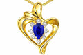 Tommaso Design™ Pear Shape 6x4mm Genuine Sapphire Heart Shaped Pendant Necklace
