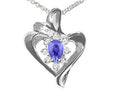 Tommaso Design™ Pear Shape 6x4mm Genuine Tanzanite Heart Shaped Pendant Necklace
