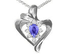Tommaso Design™ Pear Shape 6x4mm Genuine Tanzanite Heart Shaped Pendant Necklace