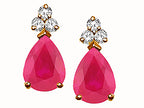 Tommaso Design™ Ruby and Diamond Pear Shape Classic 7x5mm Earrings