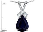 Star K™ Classic Pear Shape 8x6mm Genuine Dark Sapphire Rabbit Ear Pendant Necklace