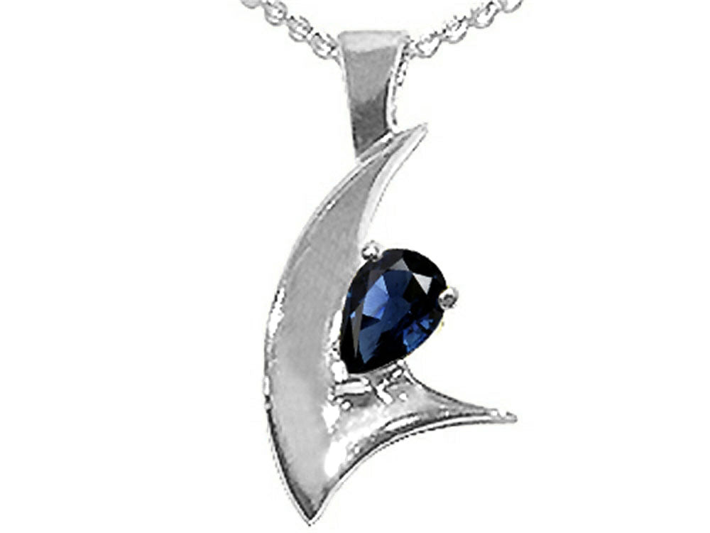 Tommaso Design™ Pear Shape 7x5mm Genuine Sapphire Pendant Necklace
