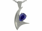 Tommaso Design™ Pear Shape 7x5mm Genuine Sapphire Pendant Necklace