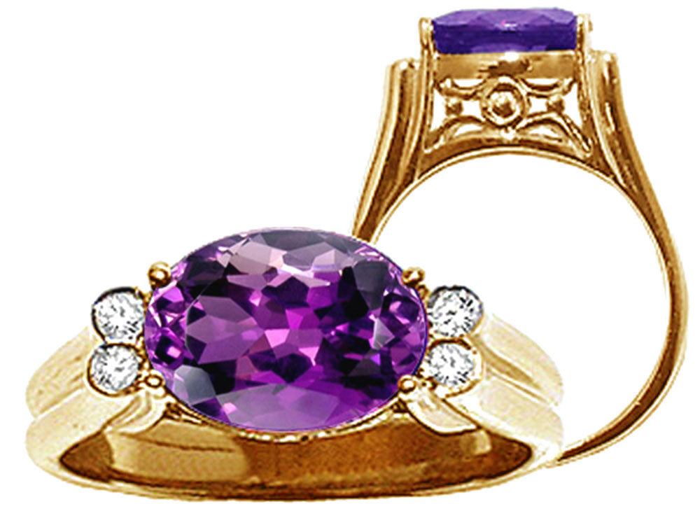 Tommaso Design™ Large Oval Genuine Amethyst Ring