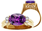 Tommaso Design™ Large Oval Genuine Amethyst Ring