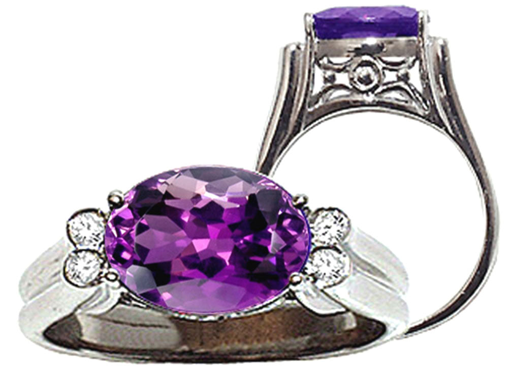 Tommaso Design™ Large Oval Genuine Amethyst Ring