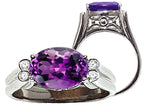 Tommaso Design™ Large Oval Genuine Amethyst Ring
