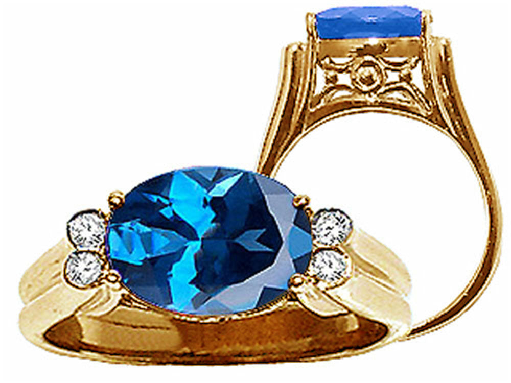 Tommaso Design™ Oval 10x8 mm Genuine Blue Topaz Ring