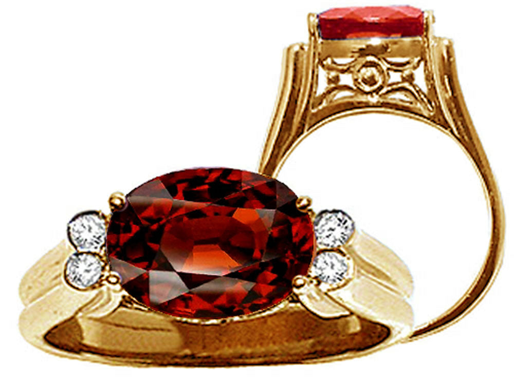 Tommaso Design™ Large Oval 10x8mm Genuine Garnet Ring