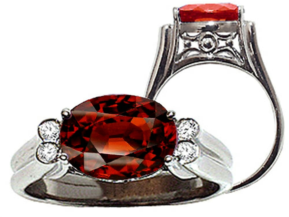 Tommaso Design™ Large Oval 10x8mm Genuine Garnet Ring