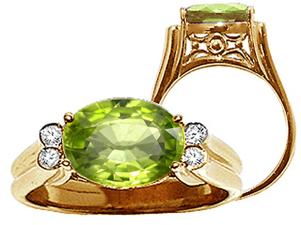 Tommaso Design™ Oval 10x8 mm Genuine Peridot Ring