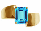 Tommaso Design™ Emerald Octagon Cut 8x6mm Genuine Blue Topaz Ring
