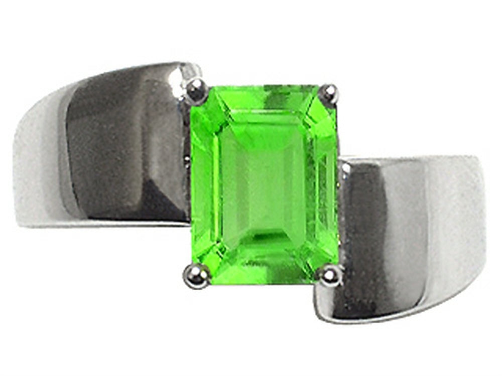 Tommaso Design™ Emerald Octagon Cut 8x6mm Genuine Peridot Ring