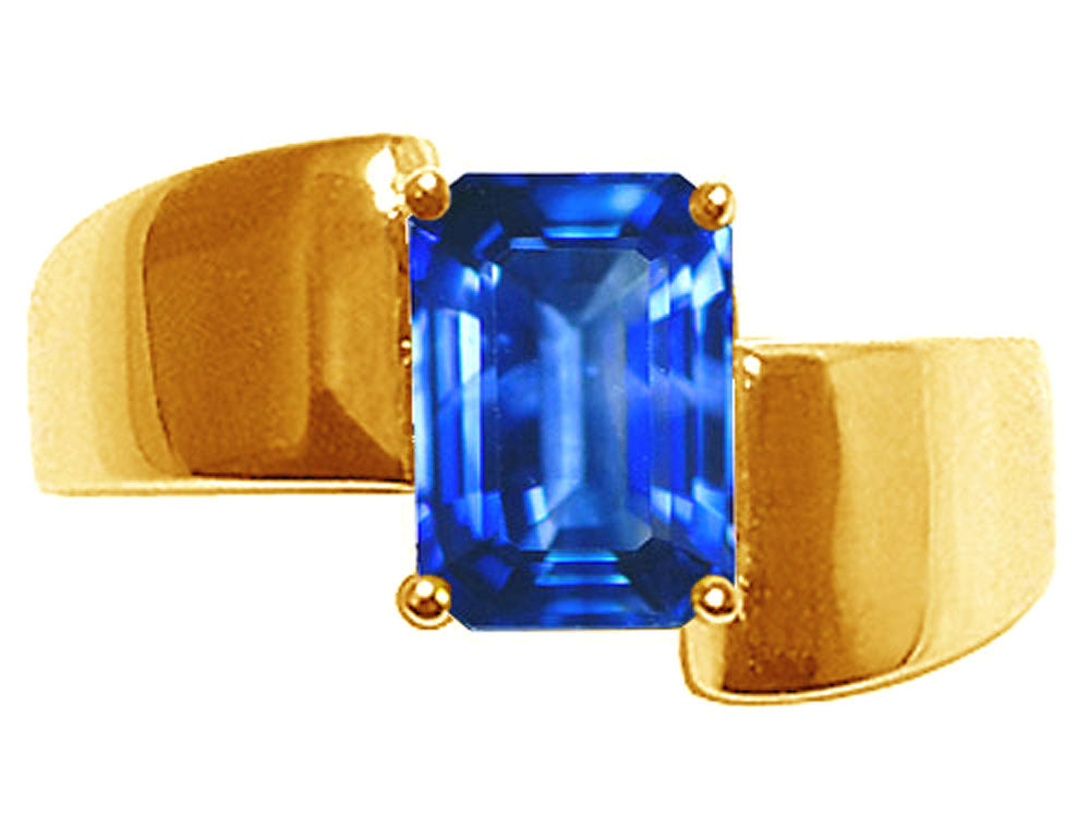 Tommaso Design™ Octagon Cut Created Blue Sapphire 8x6mm Solitaire Ring