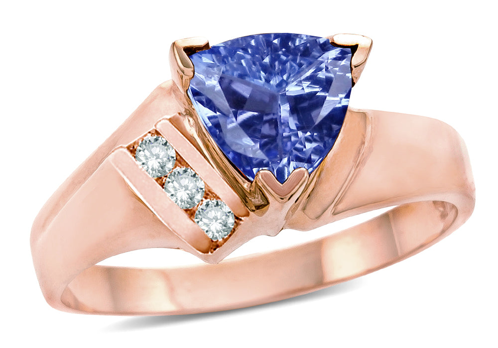 Star K ™ 14kt Gold Genuine Tanzanite Trillion Triangle Contemporary Modern Designer Ring