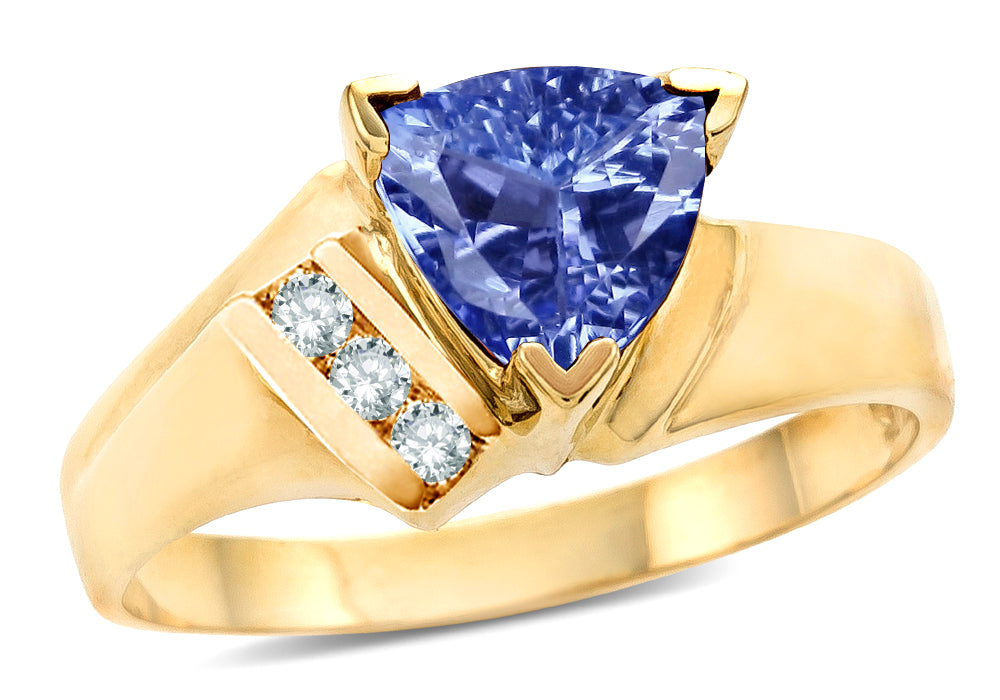 Star K ™ 14kt Gold Genuine Tanzanite Trillion Triangle Contemporary Modern Designer Ring